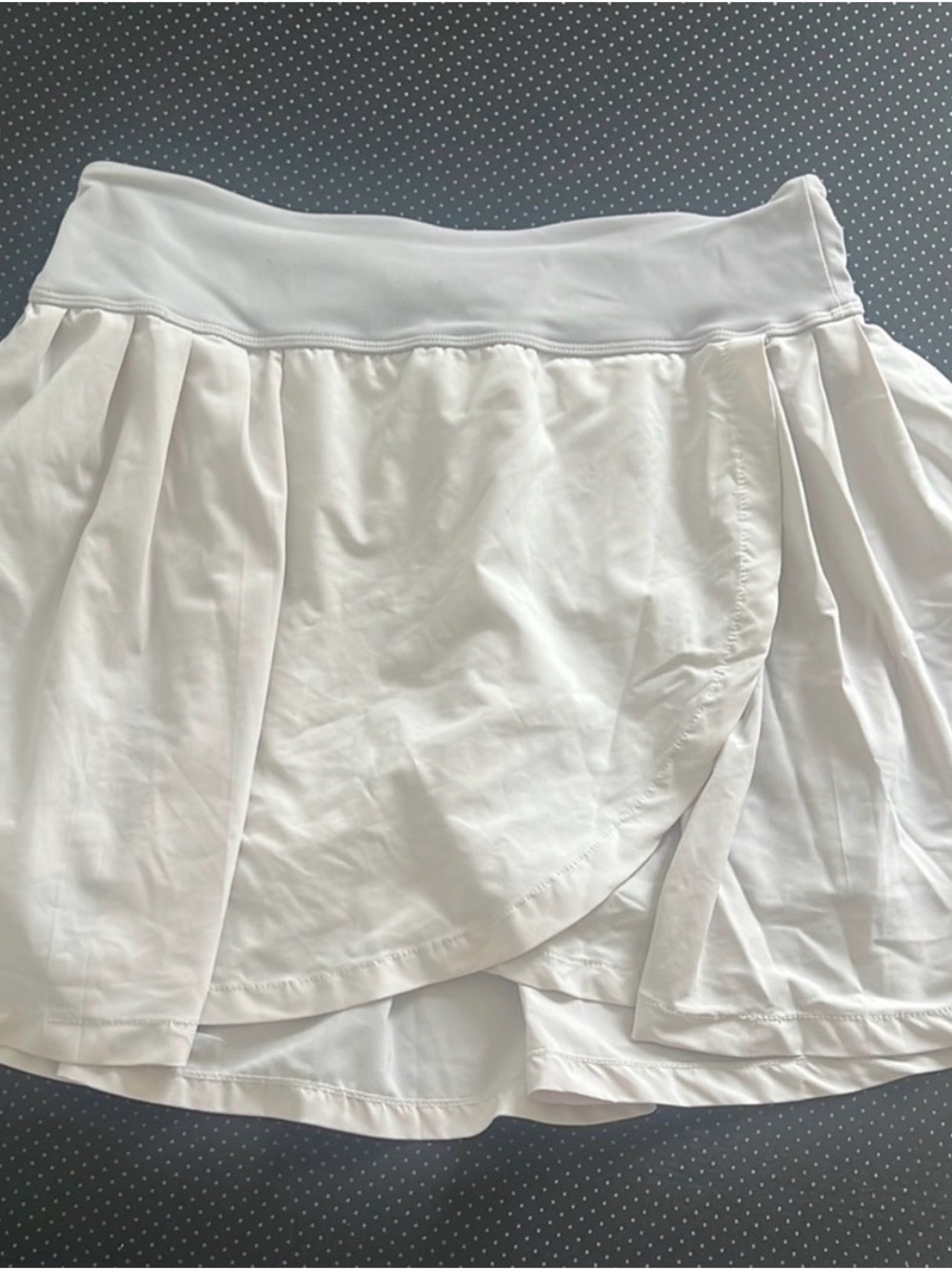 White Athletic Skort with Pleated Overlay